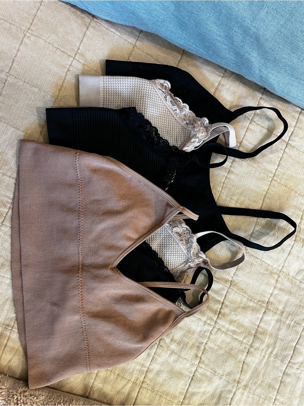 4-Pack Seamless Bralette Set - light brown, Blush, 2 Black